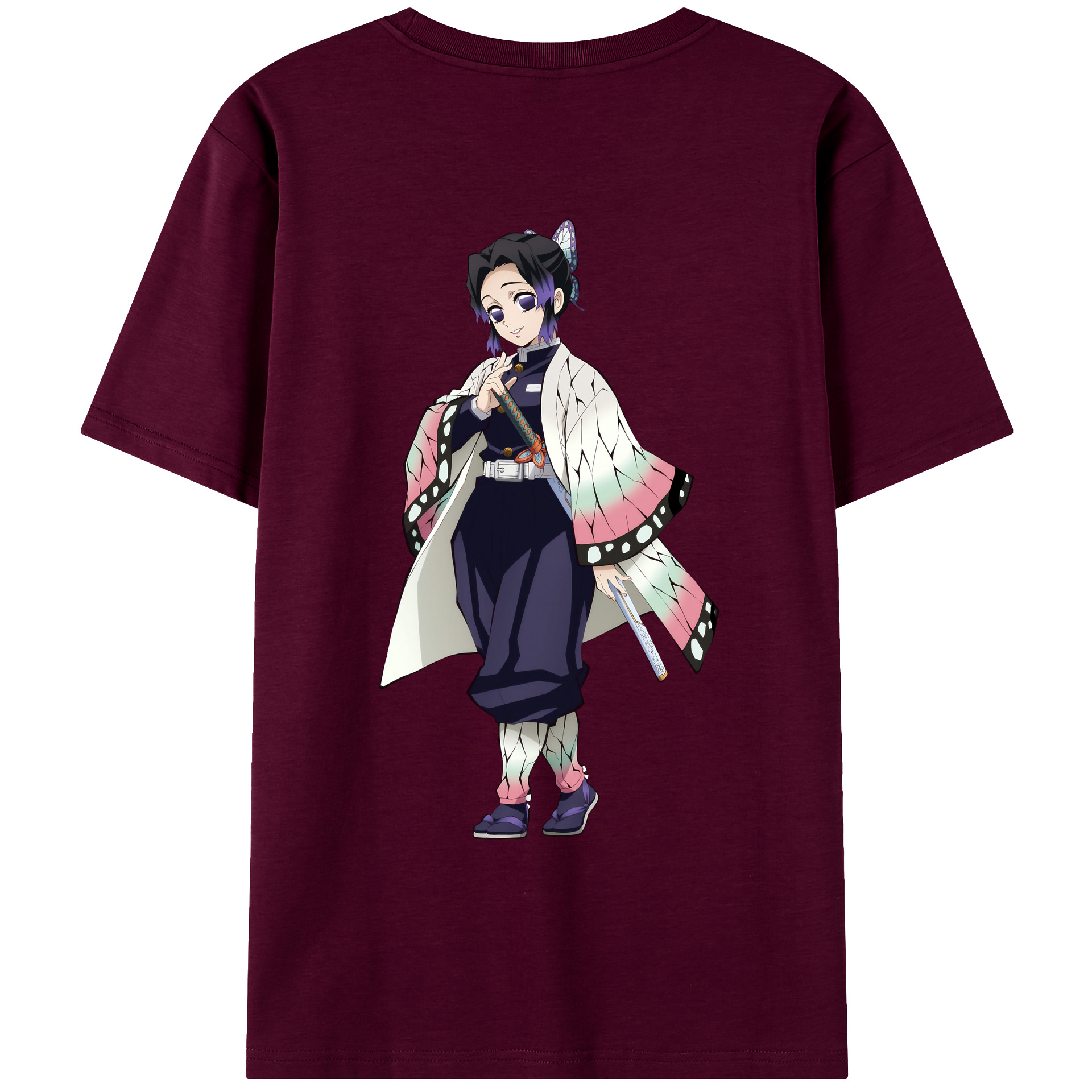 （画像用） 鬼滅の刃（きめつのやいば）蟲柱-胡蝶 しのぶ／こちょう しのぶ Kochou Shinobu レディース半袖Tシャツ(バックプリント)